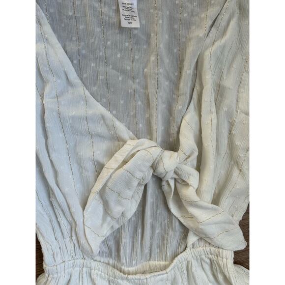 L*Space Stay Golden Dress White Long Sleeve Front Keyhole Gold Stripes Small - Picture 6 of 7